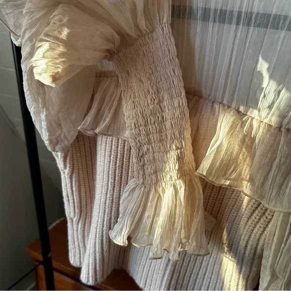 Cream Zara Ruffle Knit Top - Picture 3 of 4